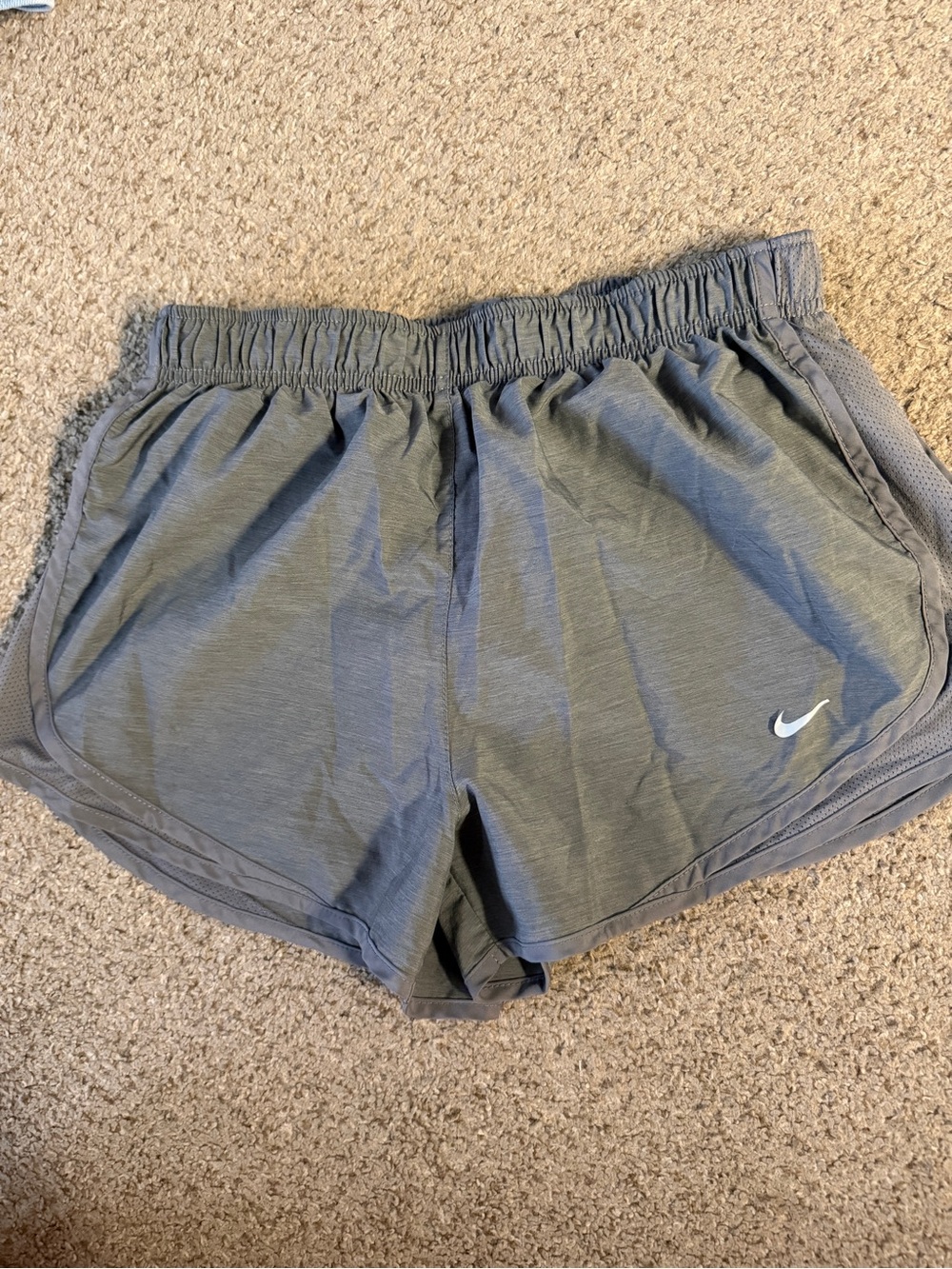 Nike Women's Gray Athletic Running Shorts with White Swoosh